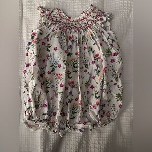 Luli & Me Floral Smocked Floral Bubble 6mo